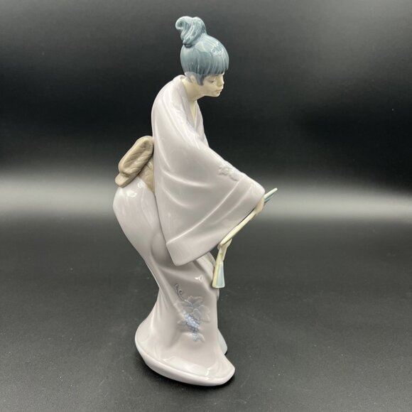 RARE Nao Lladro 1990 Love Dance Geisha w/ 2 Fans Figurine #1142 Rafael Lozano - Picture 5 of 13